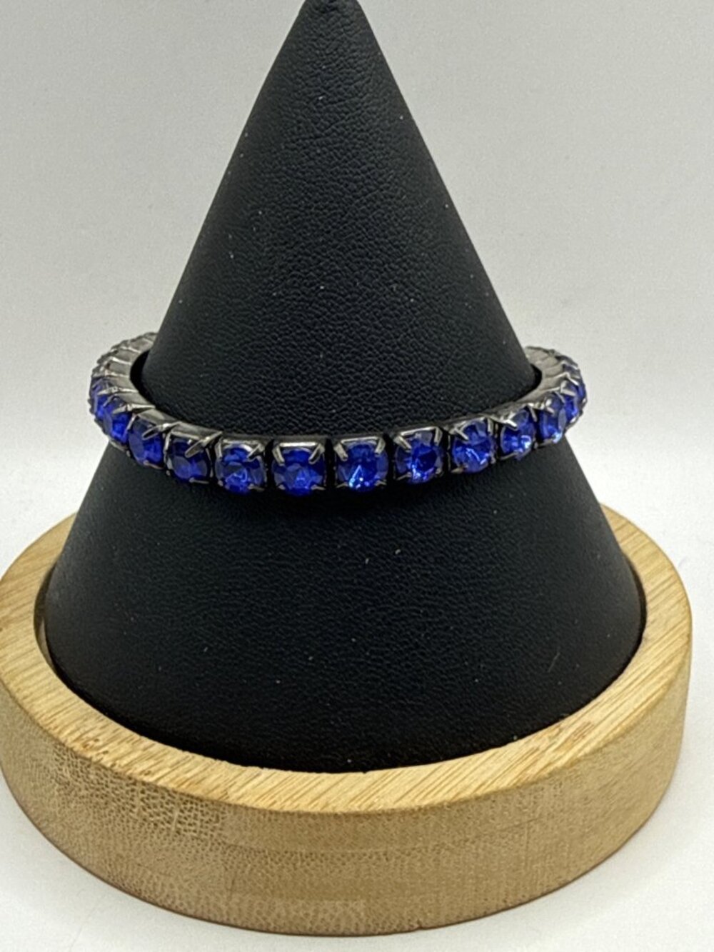 Vibrant Blue Faux Sapphire Tennis Bracelet Silver Tone Metal Punk Gothic Goth Bo